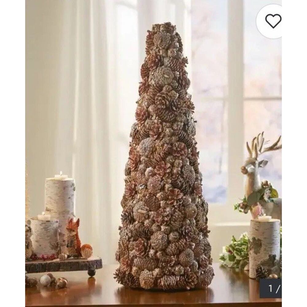 Christopher Knight Home Tabletop 26.5" Christmas Tree, Champagne + Glitter LARGE